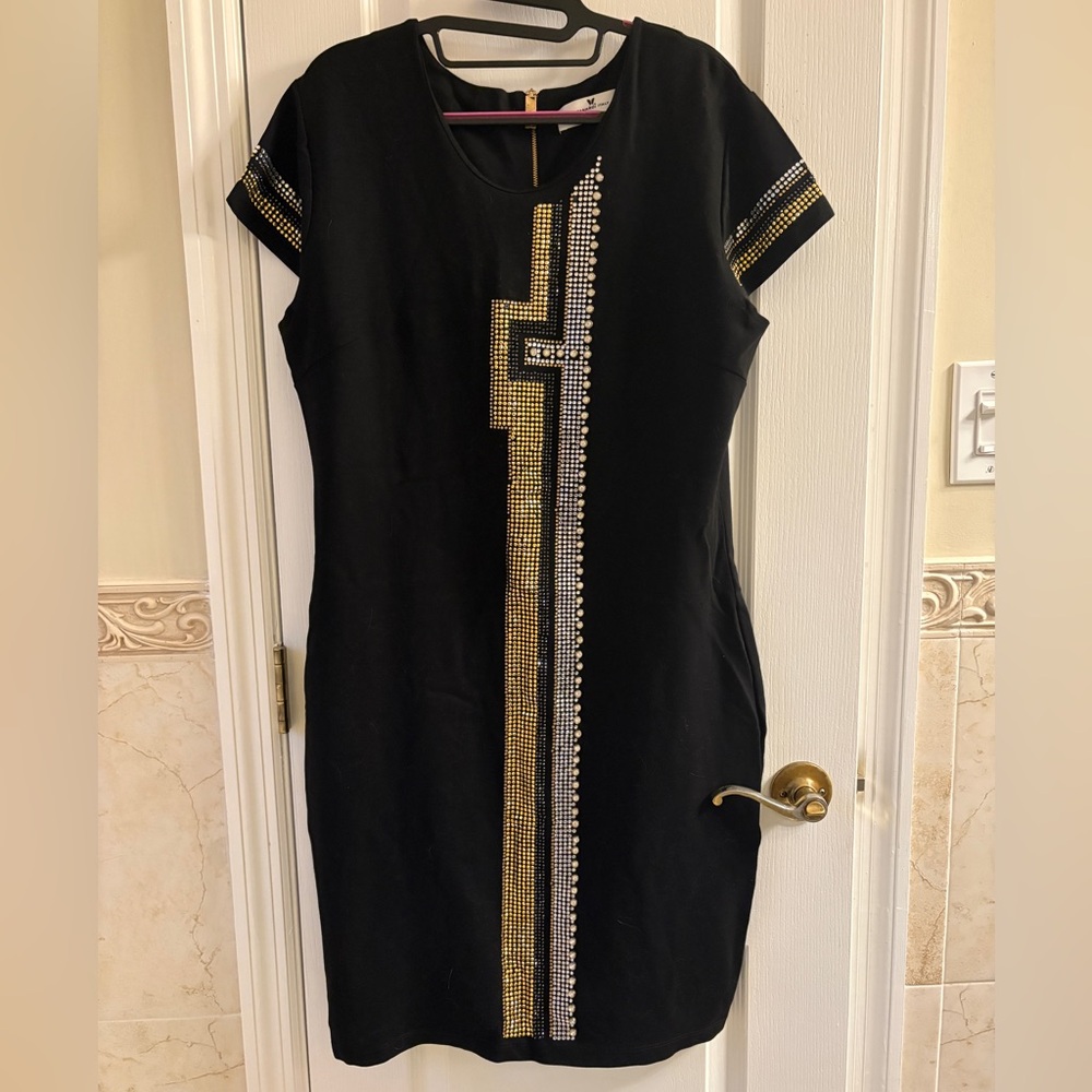 Black Dress with Gold Accents